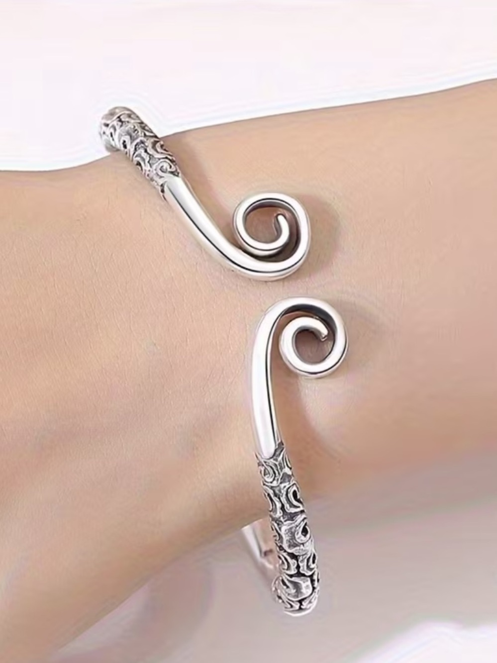Silver Waves Open Cuff Bracelet